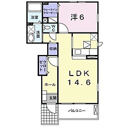 グランモデッサＢ 1階1LDKの間取り