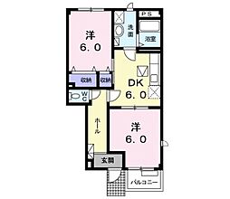 サンパティーク　Ｃ棟 1階2DKの間取り