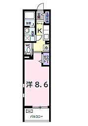 ベルブリース3 1Kの間取図画像