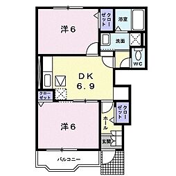 マンダリン　ヒル 1階2DKの間取り