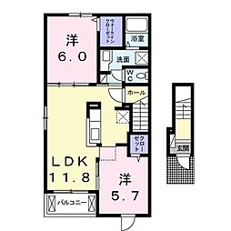 サニーヒル今津WEST 2LDKの間取図画像