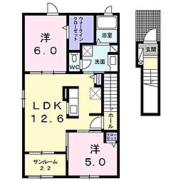 ラパン・エスポワールC 2LDKの間取図画像