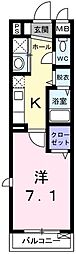 T'sキューブワン 1Kの間取図画像