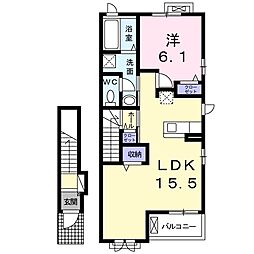 カーサルピナス1 1LDKの間取図画像