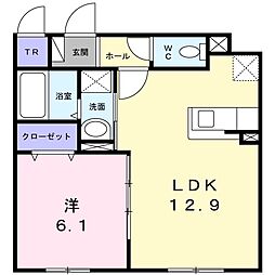 ポルトボヌールS 1LDKの間取図画像
