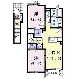 ラパンドール 2LDKの間取図画像