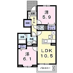 グレイス新 1階2LDKの間取り