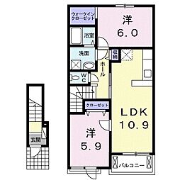 レジデンス　サンシャイン 2階2LDKの間取り