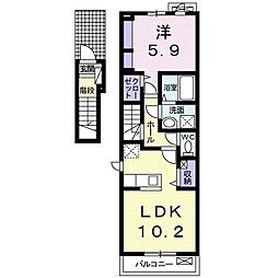 コンフォール　ヴィラージュ 2階1LDKの間取り
