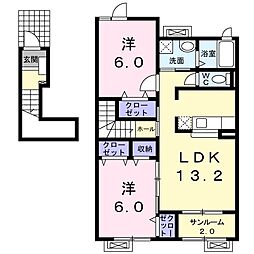グレイナＤ 2階2LDKの間取り