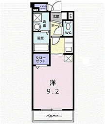 ノースコートＡ 2階ワンルームの間取り