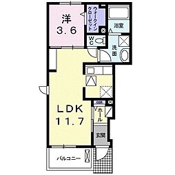 プティネージュトロワ 1LDKの間取図画像
