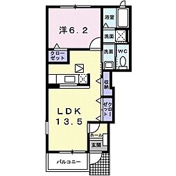 グランデムツミA 1LDKの間取図画像