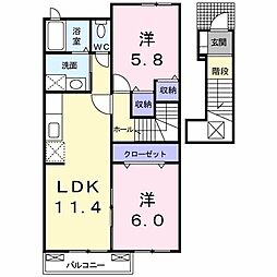 ジェントリー2 2LDKの間取図画像
