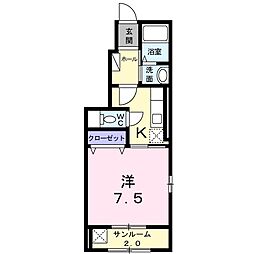 エクラ10 1Kの間取図画像