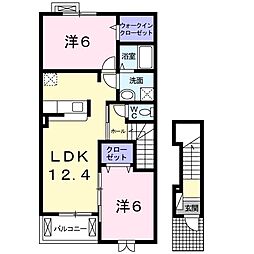 ロタード　Ｂ 2階2LDKの間取り
