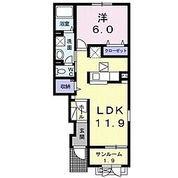 桜シャンブル 1LDKの間取図画像