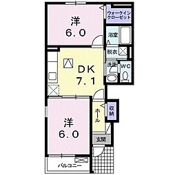 パストラル　デンエン 1階2DKの間取り