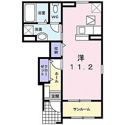 レジダンスミスト1 ワンルームの間取図画像