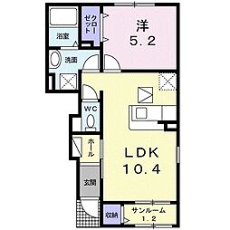 エスパスコンフォルト 1LDKの間取図画像