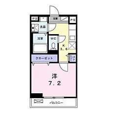 ココ　アムール 2階1Kの間取り