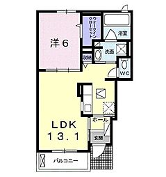 アーイラみなみH-1 1LDKの間取図画像