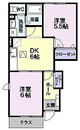 AspenVeylD 2DKの間取図画像