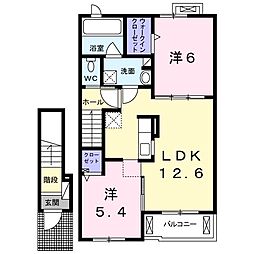 オベリス1 2LDKの間取図画像