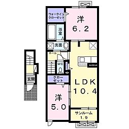レガーロ微笑A 2LDKの間取図画像