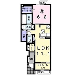 ジューンベリーB 1LDKの間取図画像