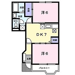 エクセルハイツ・SB棟 2DKの間取図画像