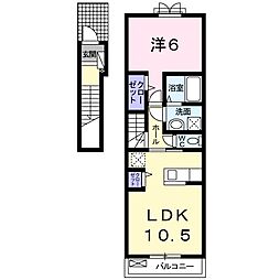 アルヴィータII番館 2階1LDKの間取り