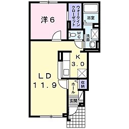 テラスハウスブリーサ 1LDKの間取図画像