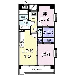 フォンダシオン 2LDKの間取図画像