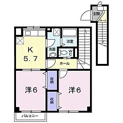ベリーテ 2階2Kの間取り