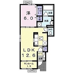 Ｌａ　Ｆｏｎｔｅ　ＡＩ　Ｂ 1階1LDKの間取り
