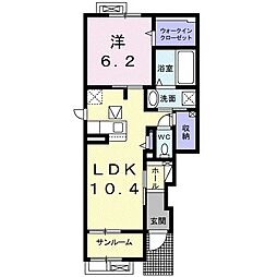 フィオーレピアッツァA 1LDKの間取図画像
