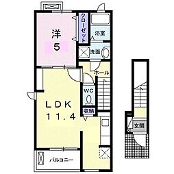 ルーベル上林A 1LDKの間取図画像