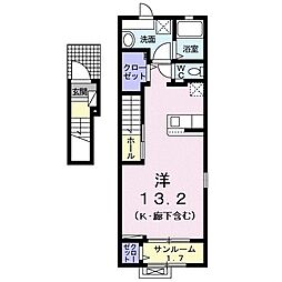 ポポラーレA ワンルームの間取図画像