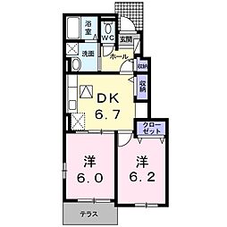 ブライト　ヒル 1階2DKの間取り