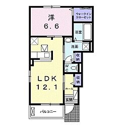 ラウレアC 1LDKの間取図画像