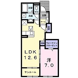 ベルウェル2 1LDKの間取図画像