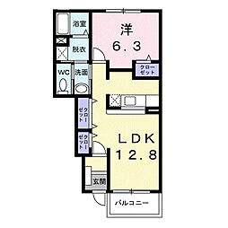 カレントＳ・Ｋ　Ａ 1階1LDKの間取り