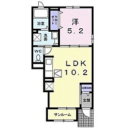 マルグリット2 1LDKの間取図画像