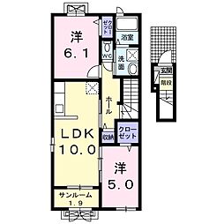 シェリト・リンド 2LDKの間取図画像