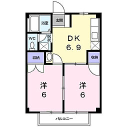 ドエル 2階2DKの間取り