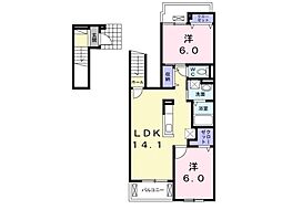 プラシード1 2LDKの間取図画像