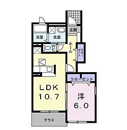 バンバハウス　Ｂ 1階1LDKの間取り