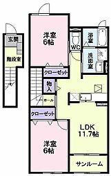 スリーアローB 2LDKの間取図画像