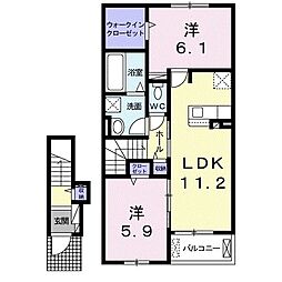 コーポ・エテルナ3 2階2LDKの間取り